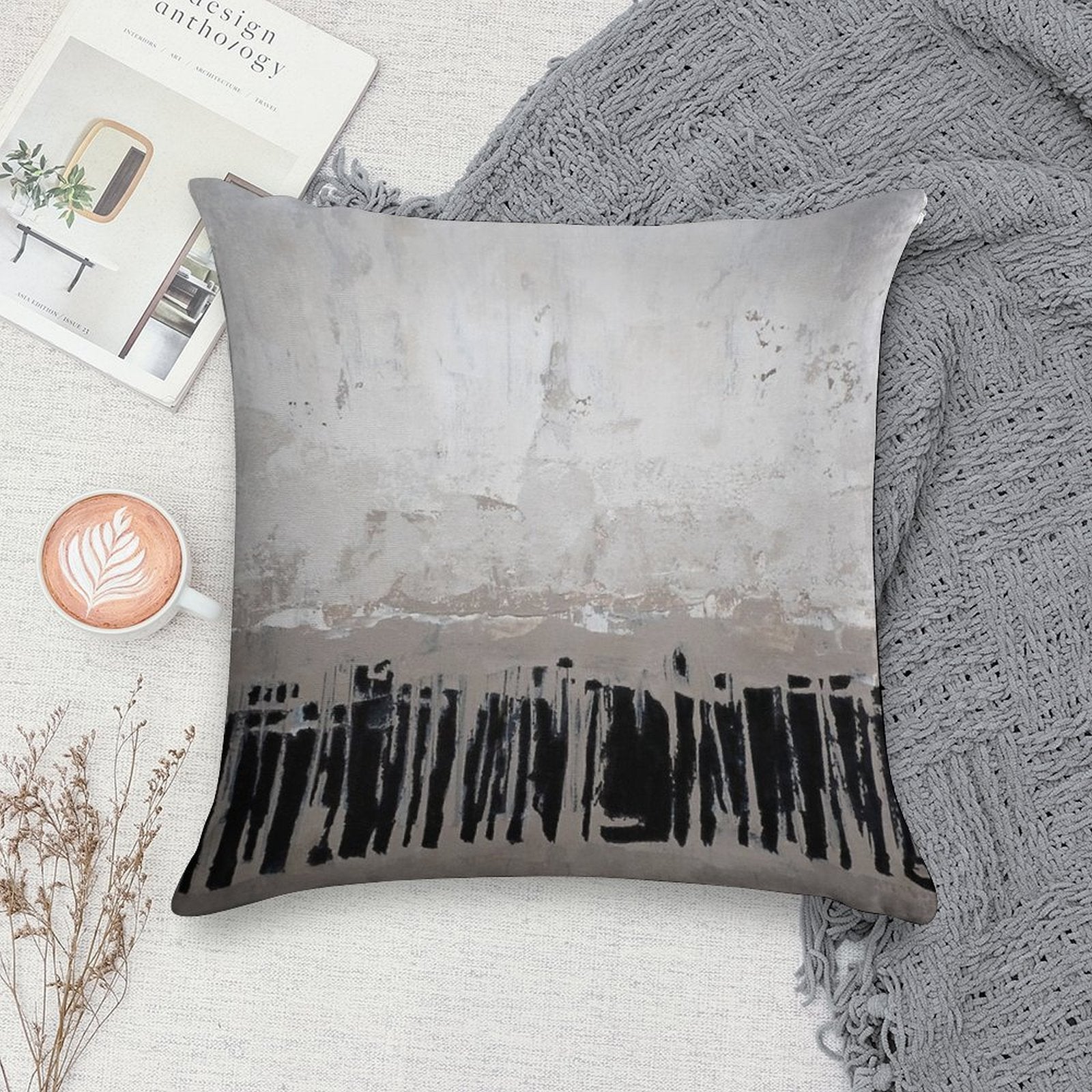 Beige Abstract Soft Home Decor Throw Pillow