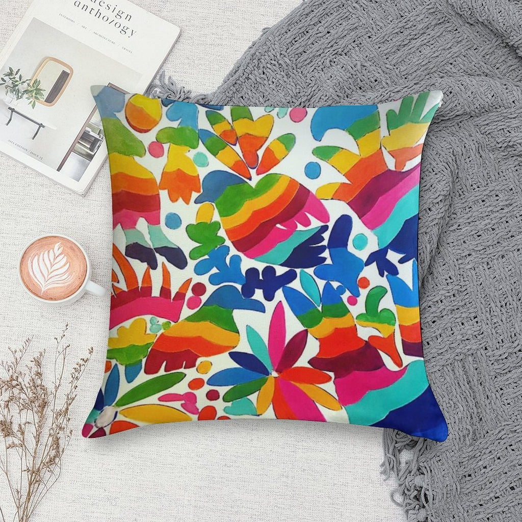 Mexican Otomi Colors Soft Anti-Pilling Throw Pillow
