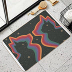 Rainbow Cats, Cosmic Space Stars Art  Pet-Safe Bath Mat