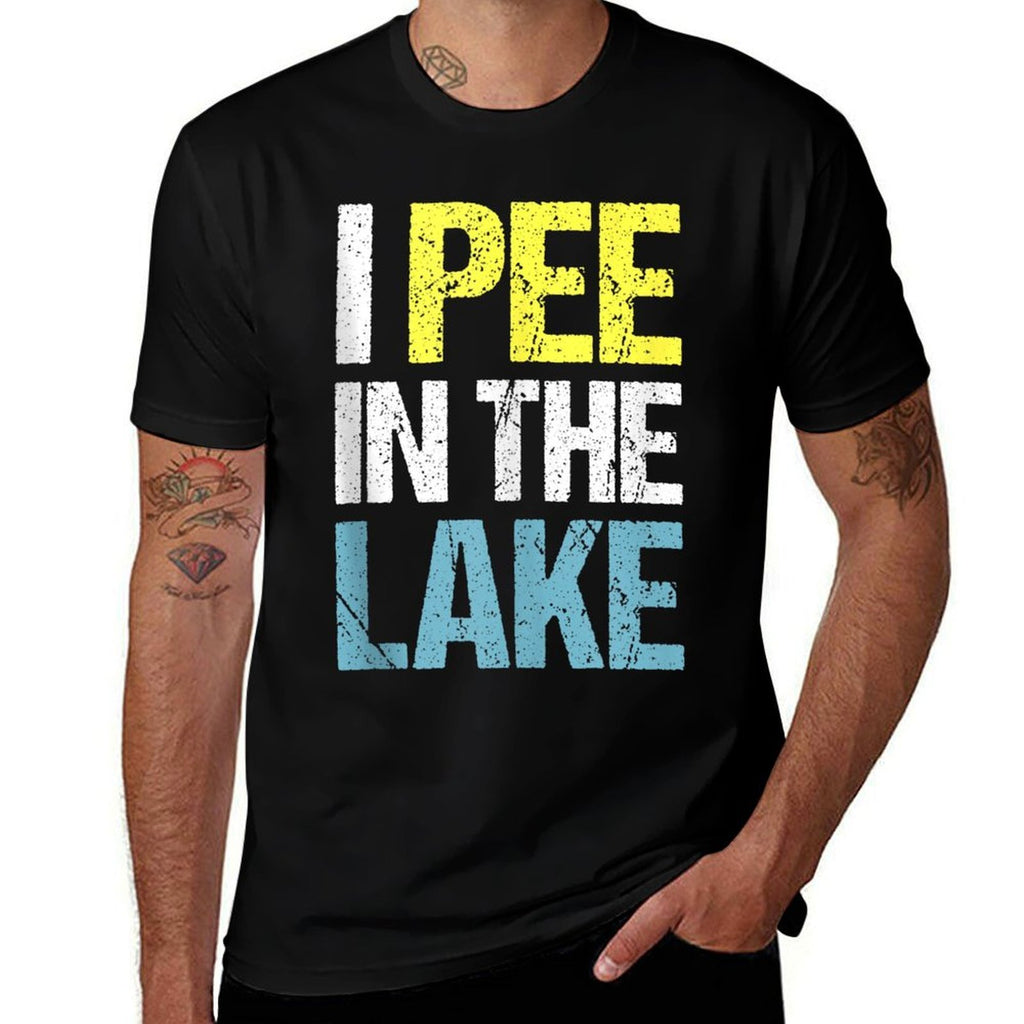 I Pee In The Lake Funny Summer Vacation  Heathered Texture T-Shirt