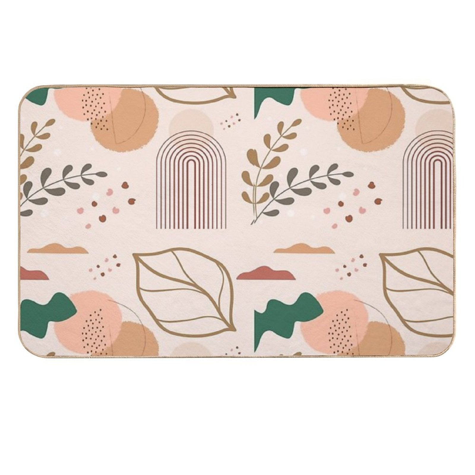 Organic Boho Leaf Aesthetic Design  Absorbent Bath Mat