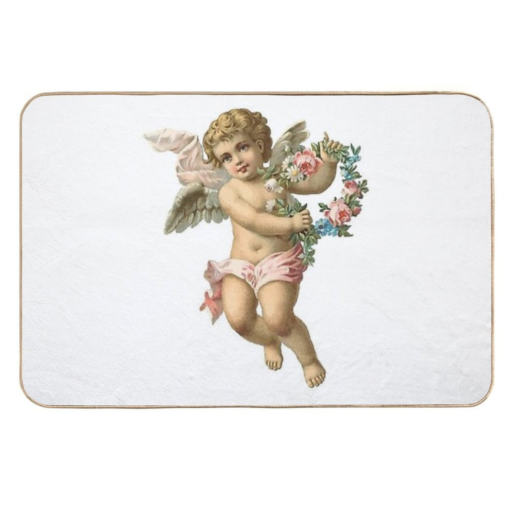 Vintage Cherub Angelic Angel With Flowers  Eco-Friendly Bath Mat