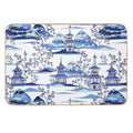 Chinese Pagodas And Mountains in Vintage Blue  Toxin-Free Bath Mat