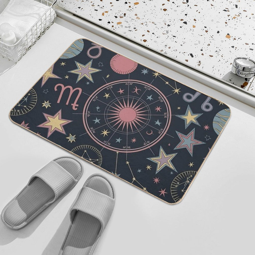 Celestial Dreamscape Pattern  Fade-Resistant Bath Mat