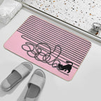 Unravel (Black Cat on Pink)  Eco-Friendly Bath Mat