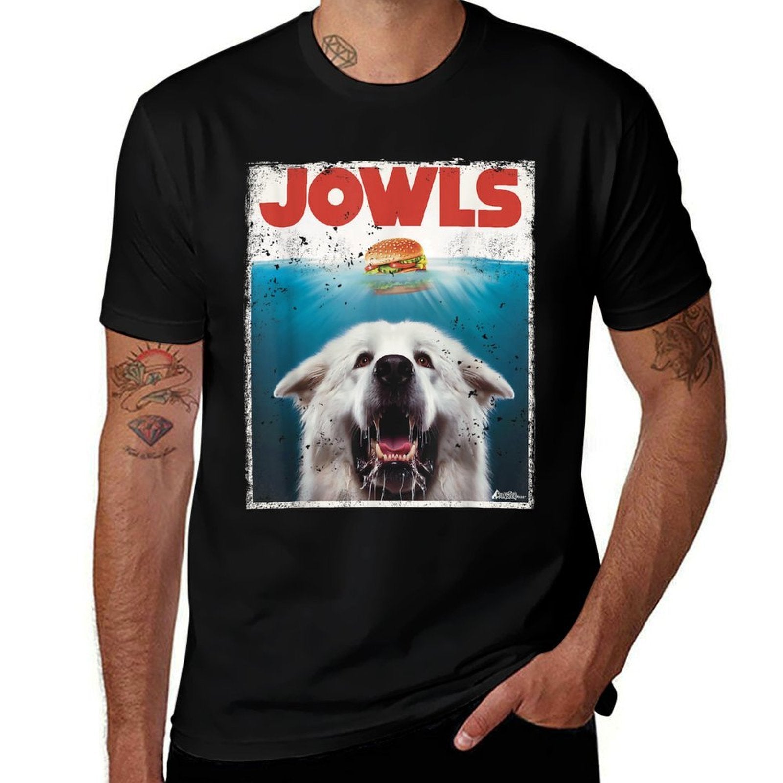 Funny Great Pyrenees Jowls Burger, Gentle Giant Cute Dog Mom  Summer-ready Fabric T-Shirt