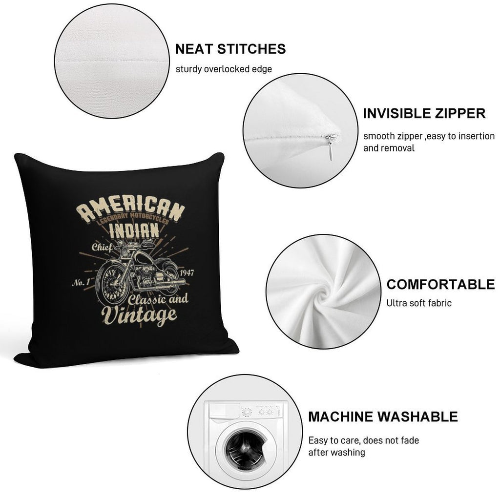 American Legendary Motorcycles Indian Chief No 1 1947 Classic And Vintage Soft Fade-Resistant Throw Pillow