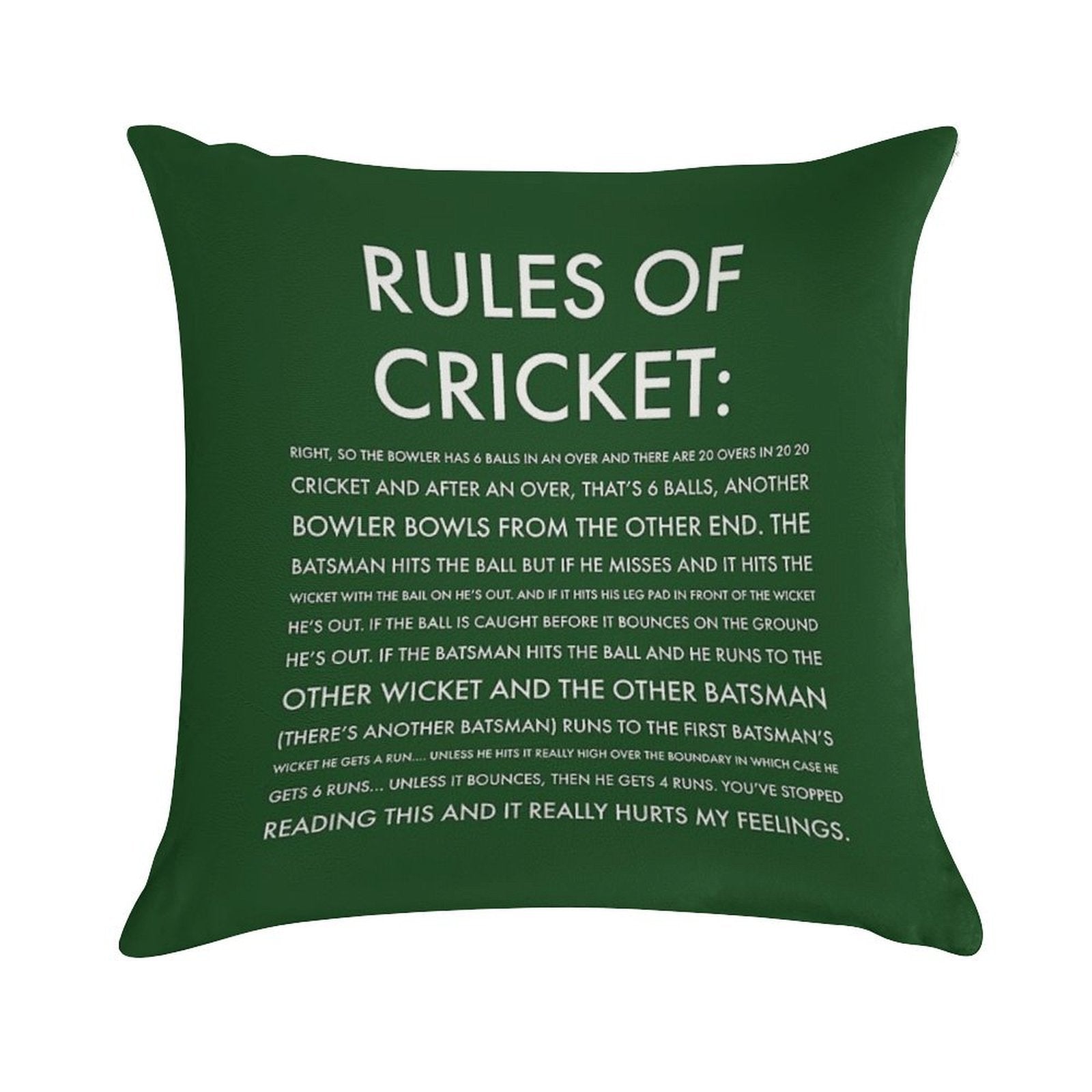 Rules of Cricket - Funny Soft Washable Throw Pillow