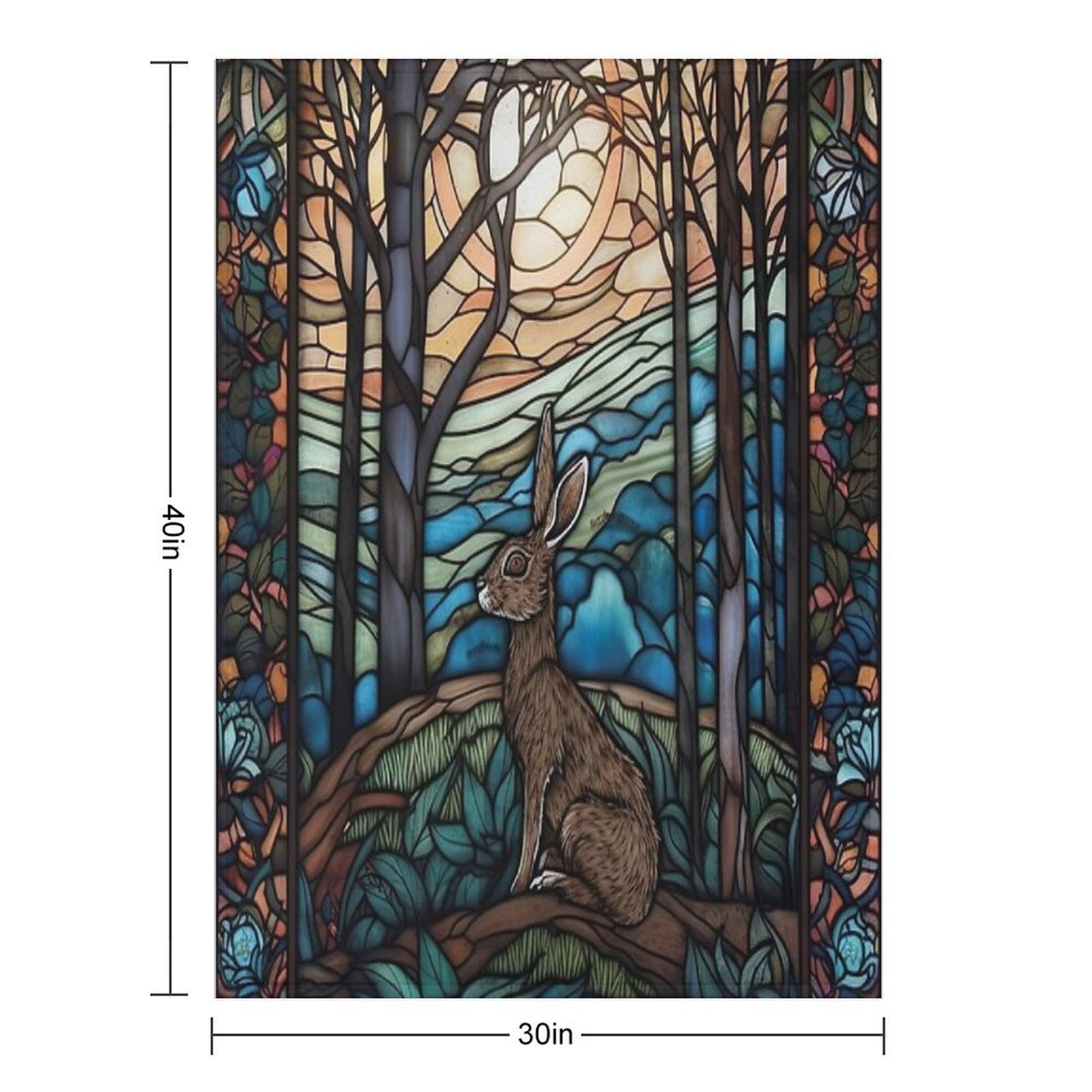 Stained Glass Hare And Moonbeams Eco-conscious Throw Blanket