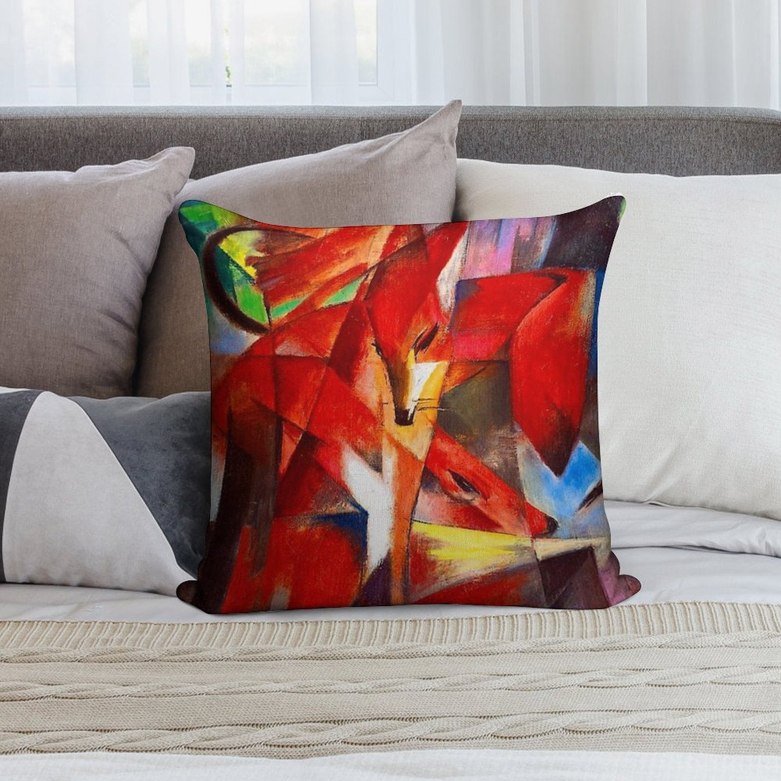 Franz Marc Foxes Soft Warmth Comfort Throw Pillow
