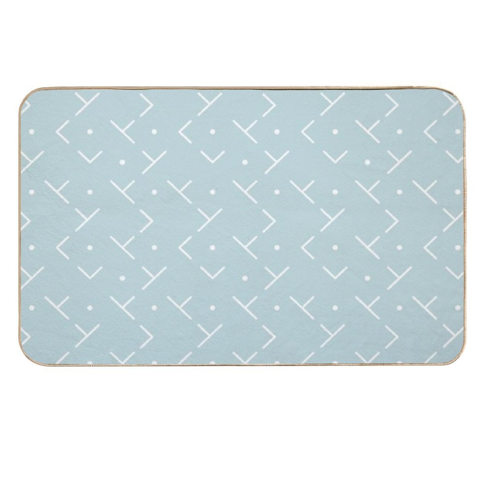 Baby Blue And White Geometrical Pattern with Gentle Forms. Calm Light Blue Trending Pattern in Minimalistic Style.  High-Traffic Bath Mat