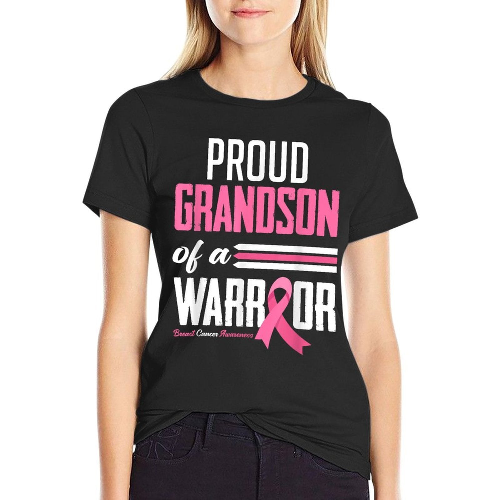 Proud Grandson Of A Warrior Grandma Breast Cancer Awareness  Classic T-Shirt