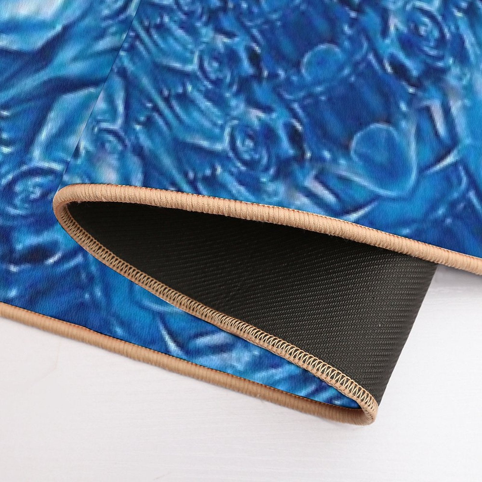 Velvet Splash Bloom Blue Ocean Waves Pattern 1  Dirt-Trapping Bath Mat