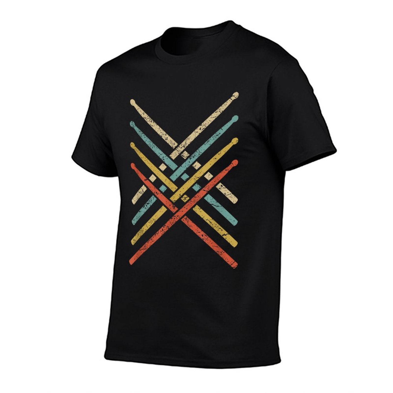 Retro Vintage Drummer 70s 80s Distressed Drum Sticks  Oversized Silhouette T-Shirt