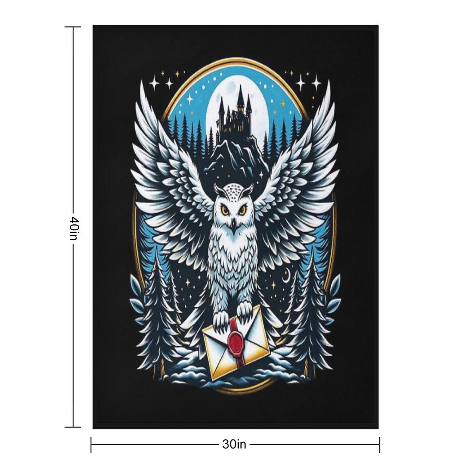 An Owl Messenger in A Mystical Night - Fantasy Gift-ready Throw Blanket