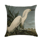 Snowy Heron Or White Egret from Audubon Birds of America Soft Multiple Sizes Throw Pillow