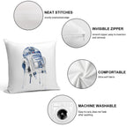 Star Wars Watercolour R2D2, Retro Droid Soft Hidden Zipper Throw Pillow