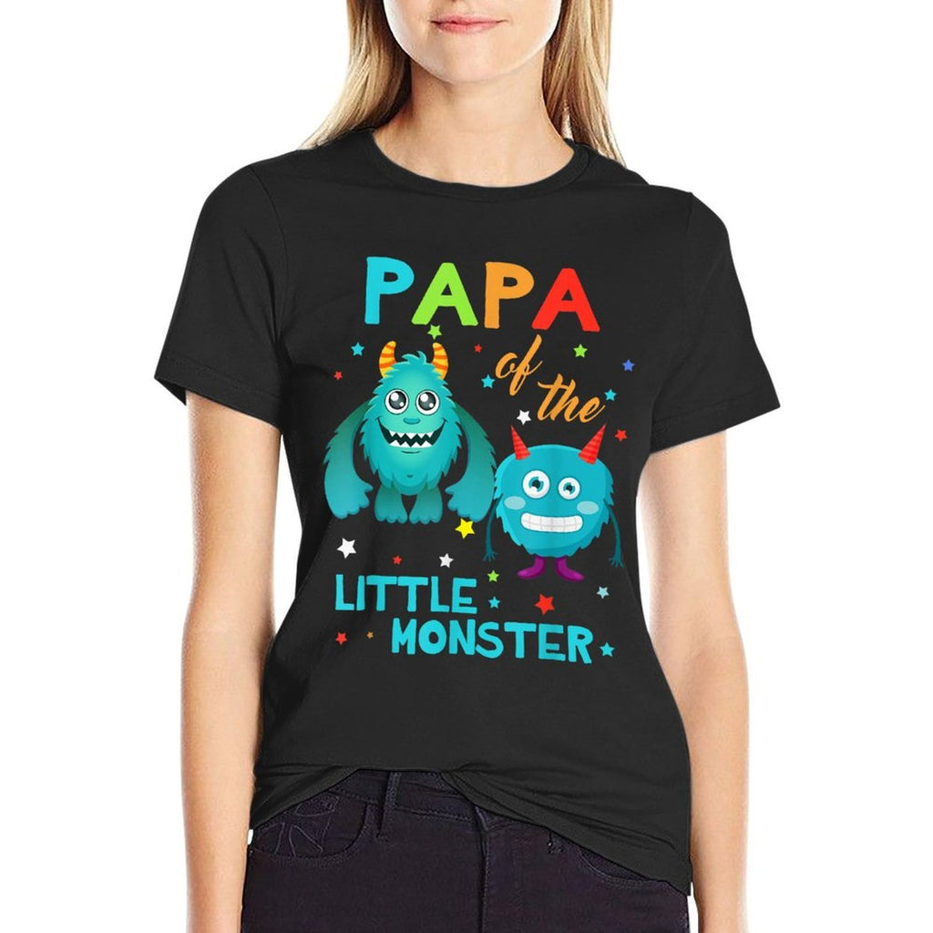 Papa Of The Little Monster Birthday Monster  Stretchy T-Shirt