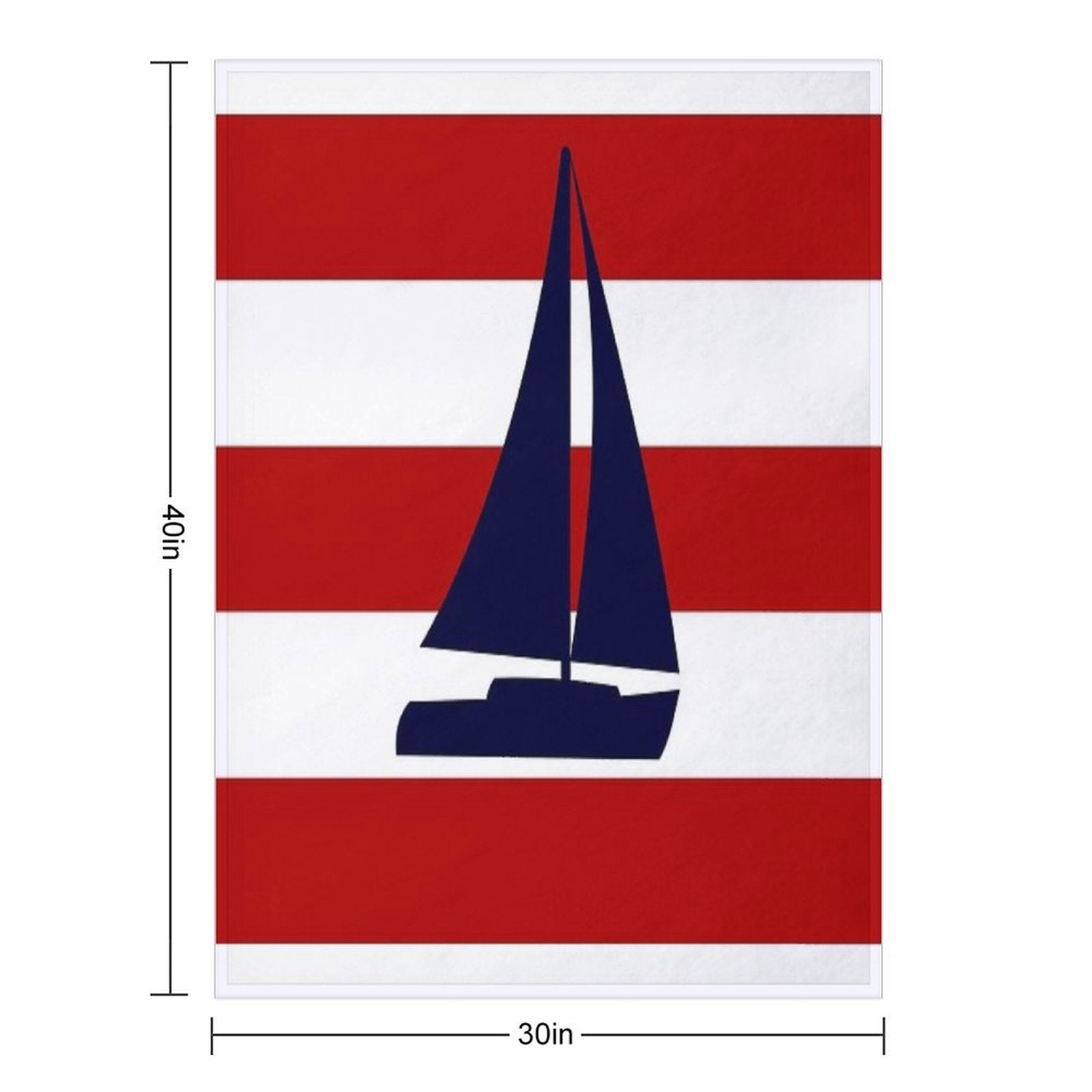 Nautical Navy Blue Sailboat On Red Stripes Gift-ready Throw Blanket