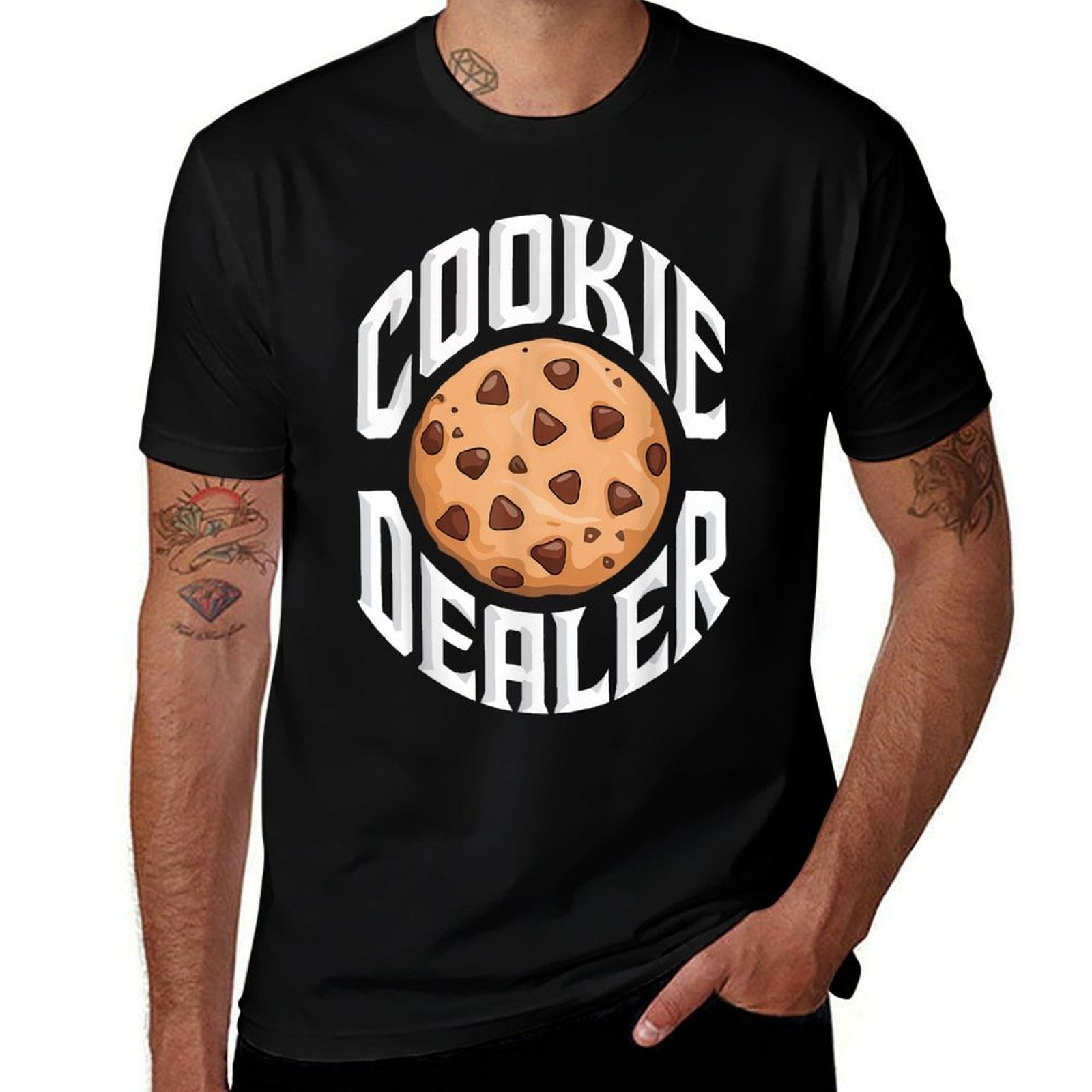 Cookie Dealer Funny Kids Men Women Cookie Baking Crew  Rolled Sleeves T-Shirt