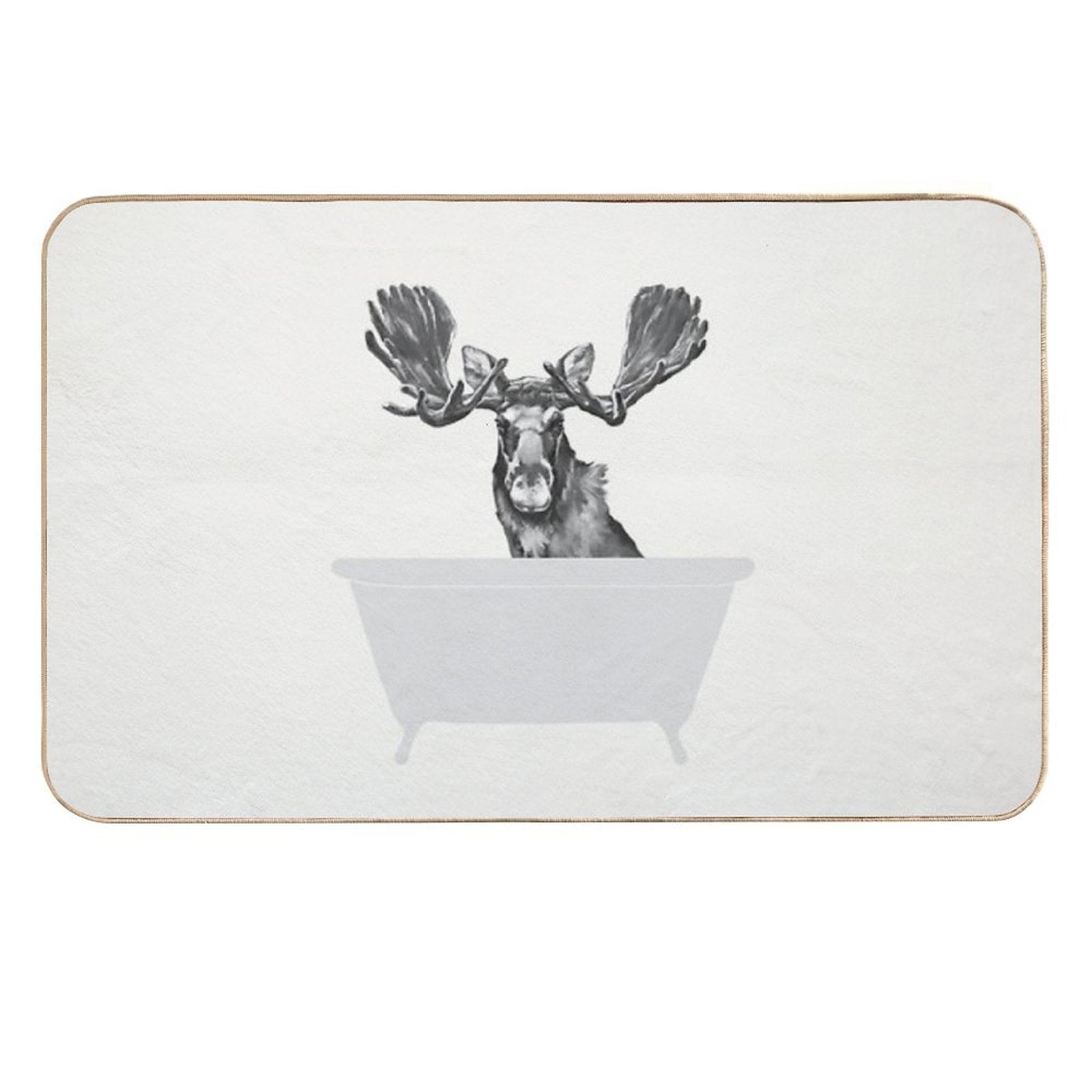 Vintage Moose in Bathtub  Pet-Safe Bath Mat