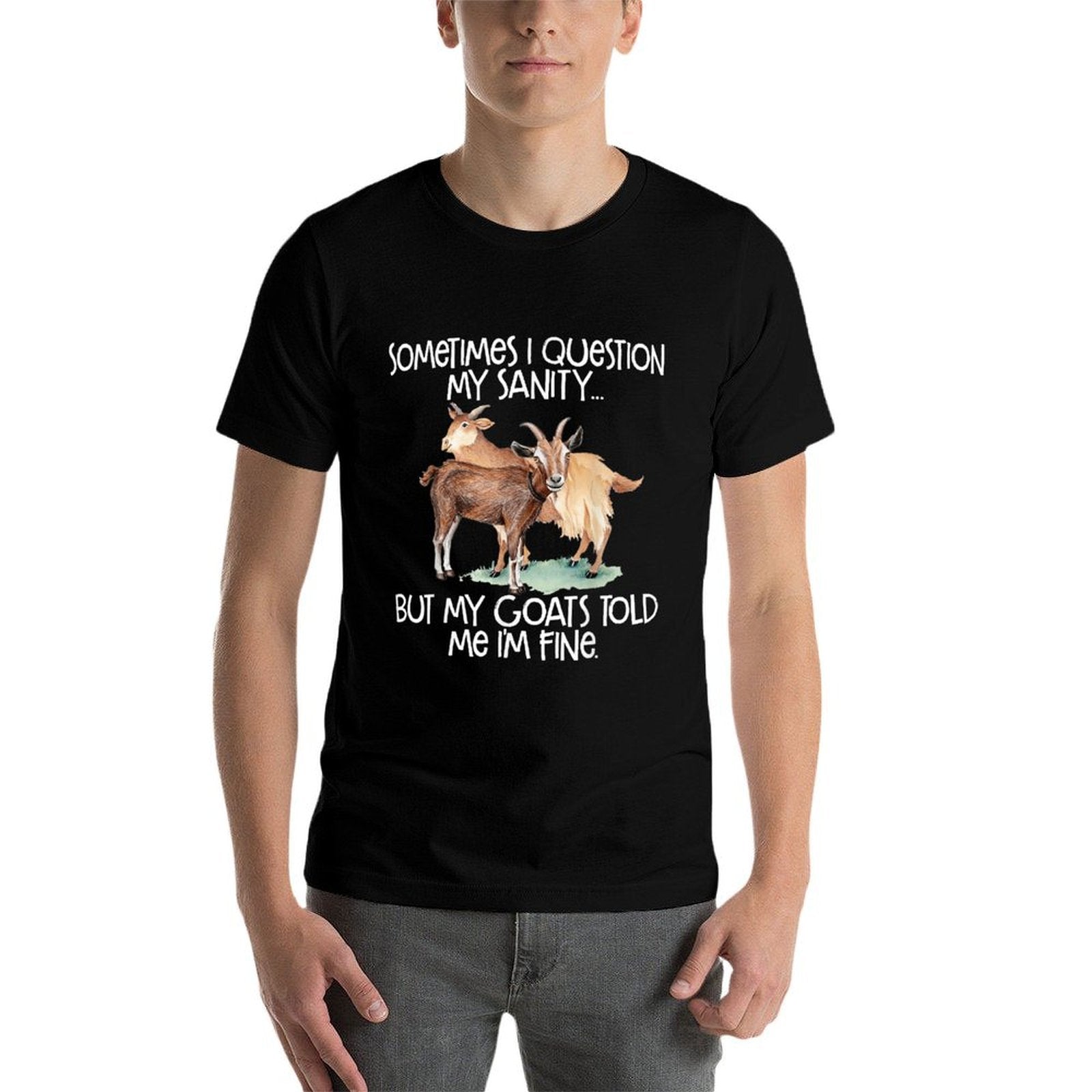 Funny Goat Tee for Crazy People Who Speak with Goats  Oversized Silhouette T-Shirt