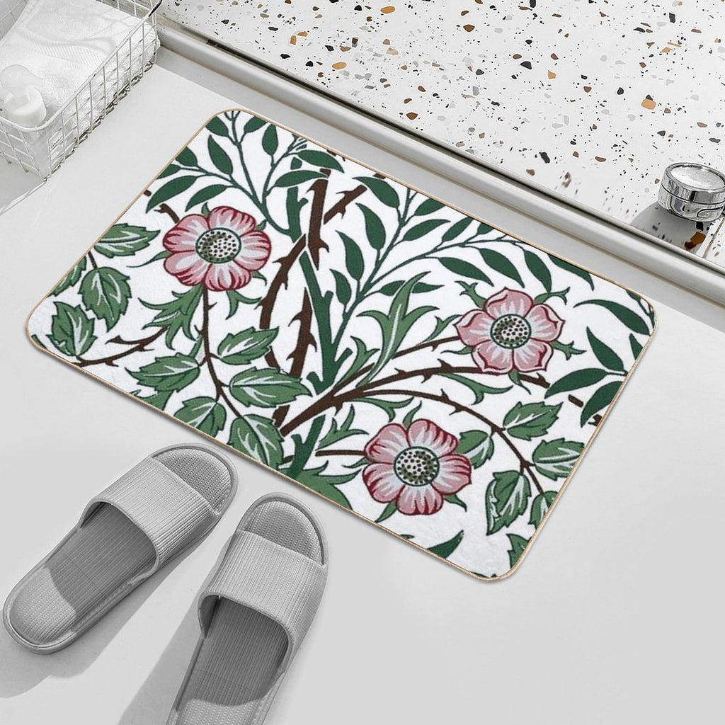 William Morris Wild Rose Wallpaper  Eco-Friendly Bath Mat