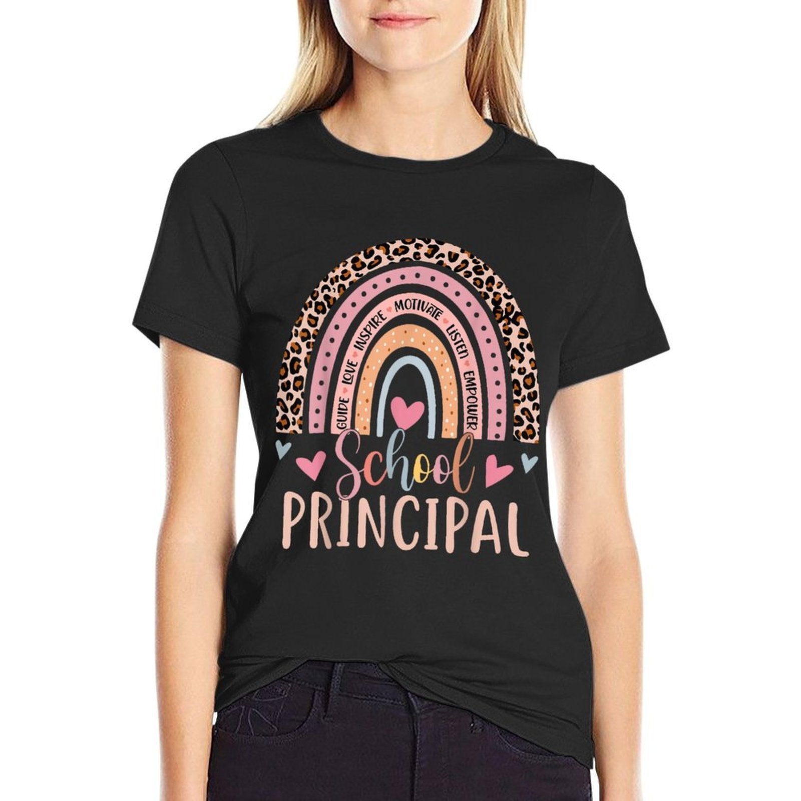 School Principal Rainbow Leopard Funny School Principal  Vintage-inspired T-Shirt