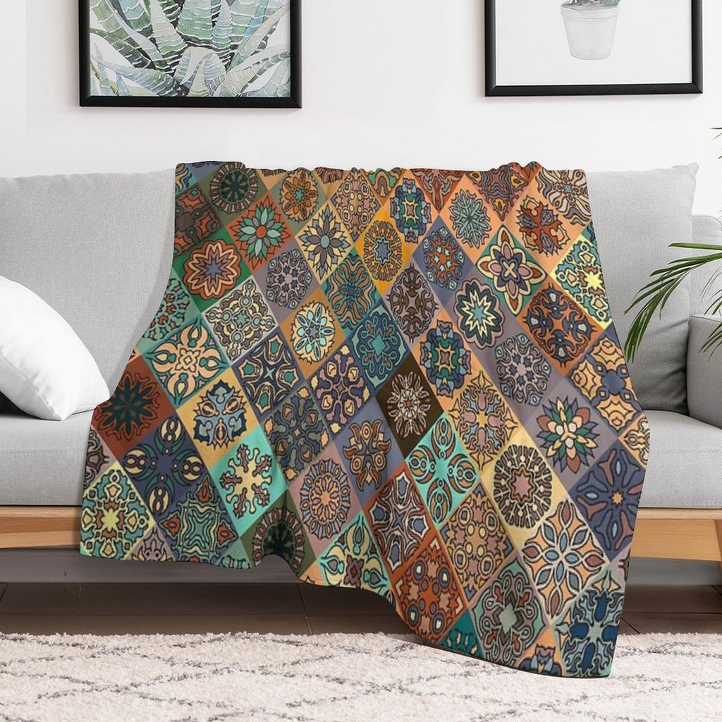 Floral Pattern Flower Boho Mandala Premium Throw Blanket