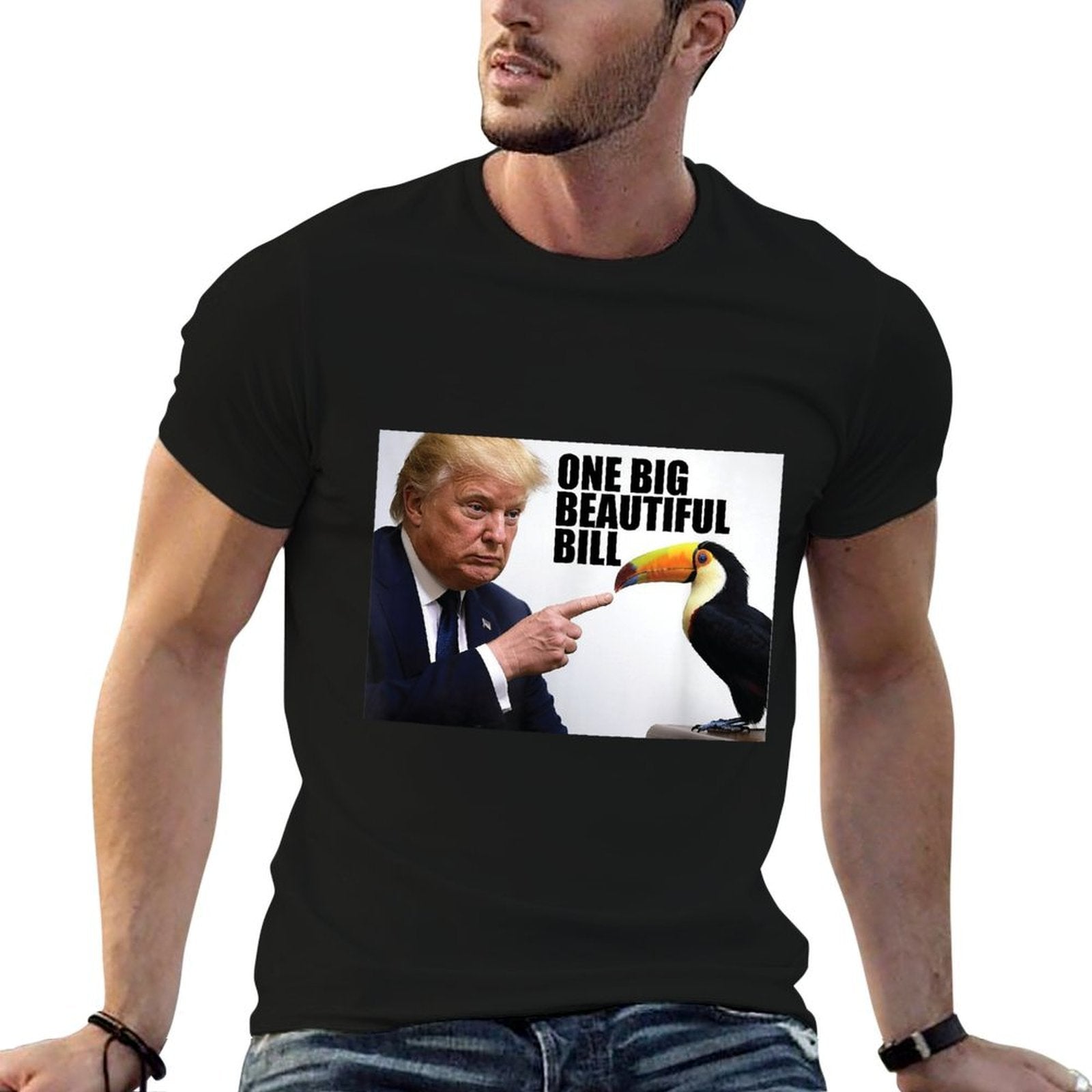 Funny Pun Donald Trump One Big Beautiful Bill  Fade-proof Color T-Shirt