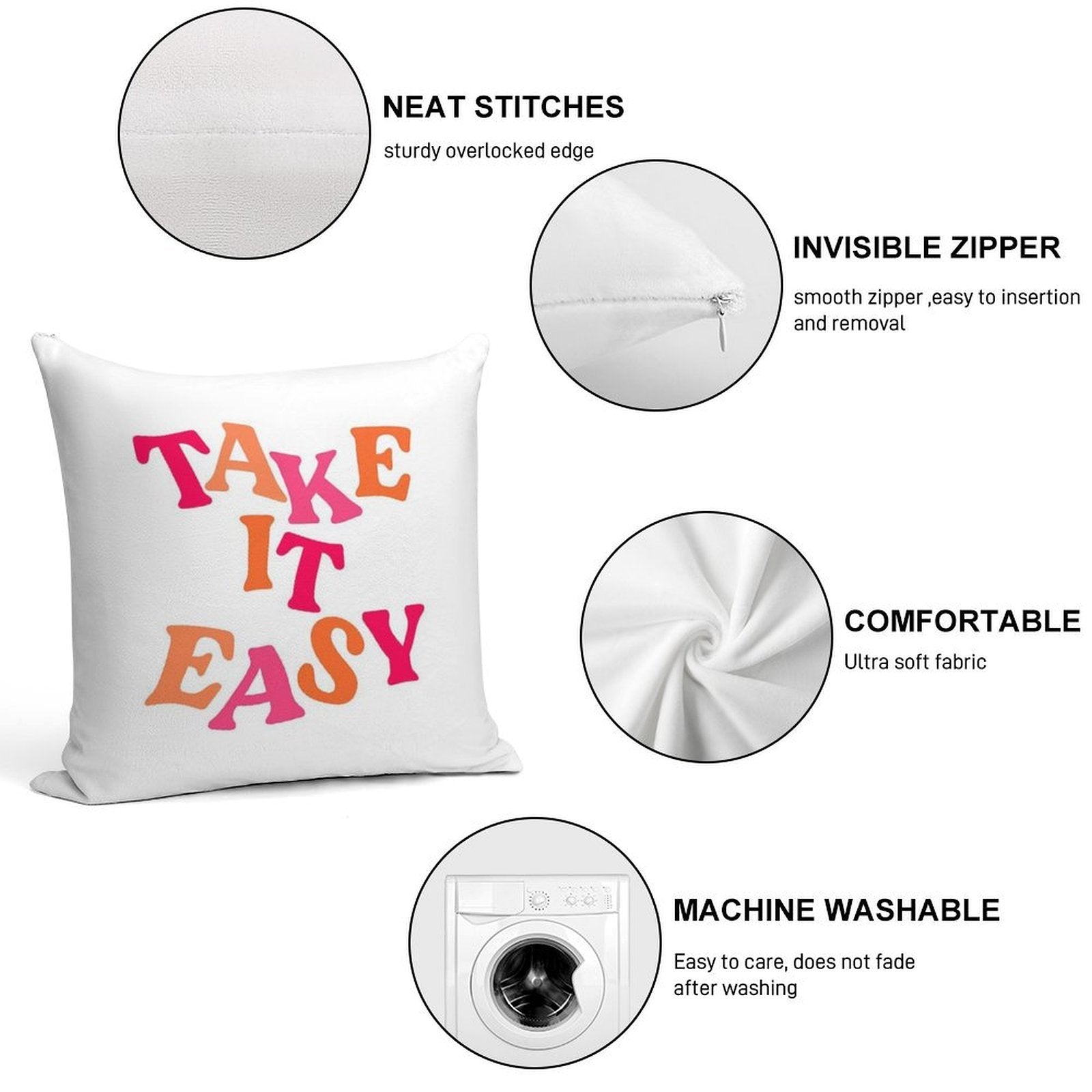 TAKE IT EASY Soft Gift Ready Throw Pillow