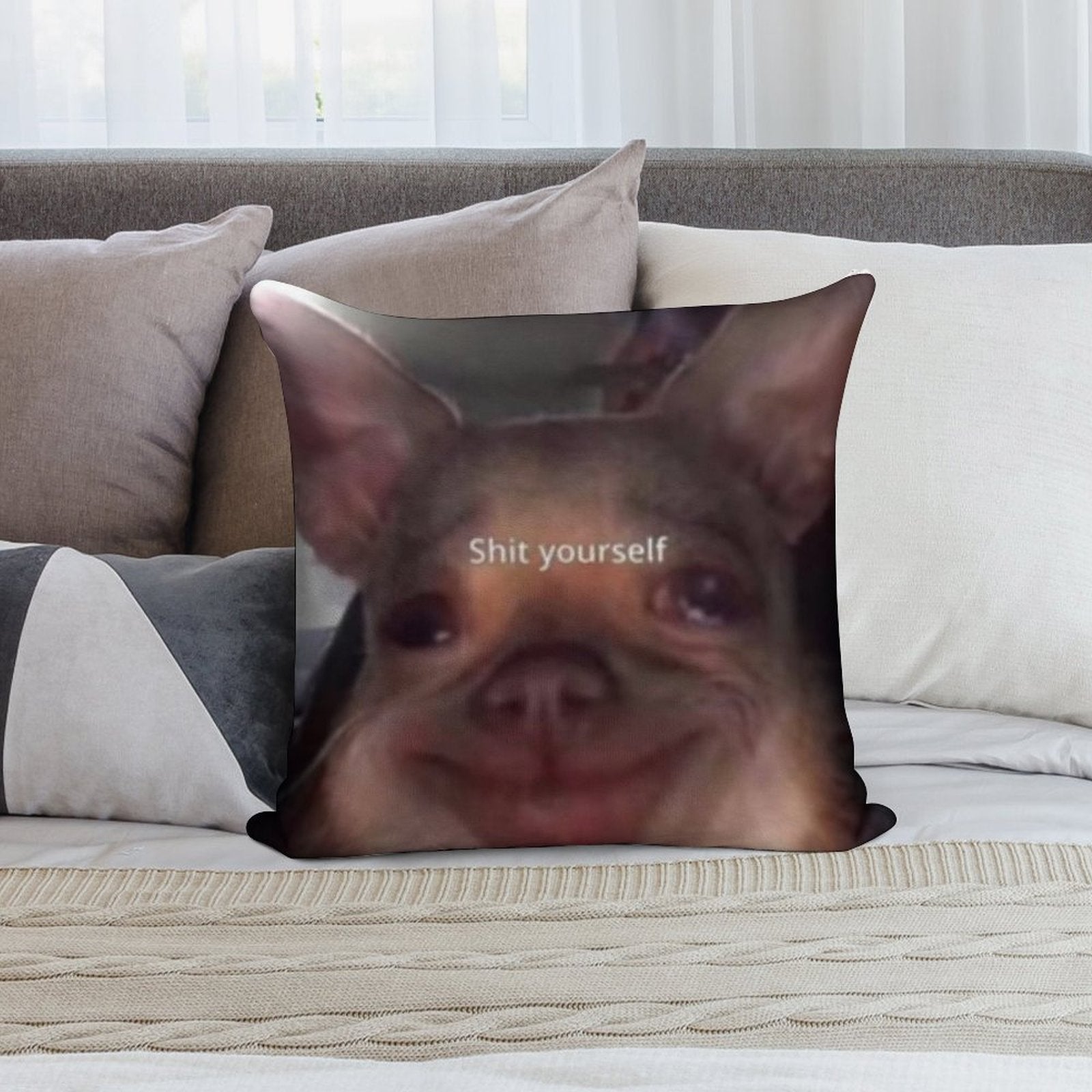 Shit Yourself Dog Meme Soft Style Accent Throw Pillow