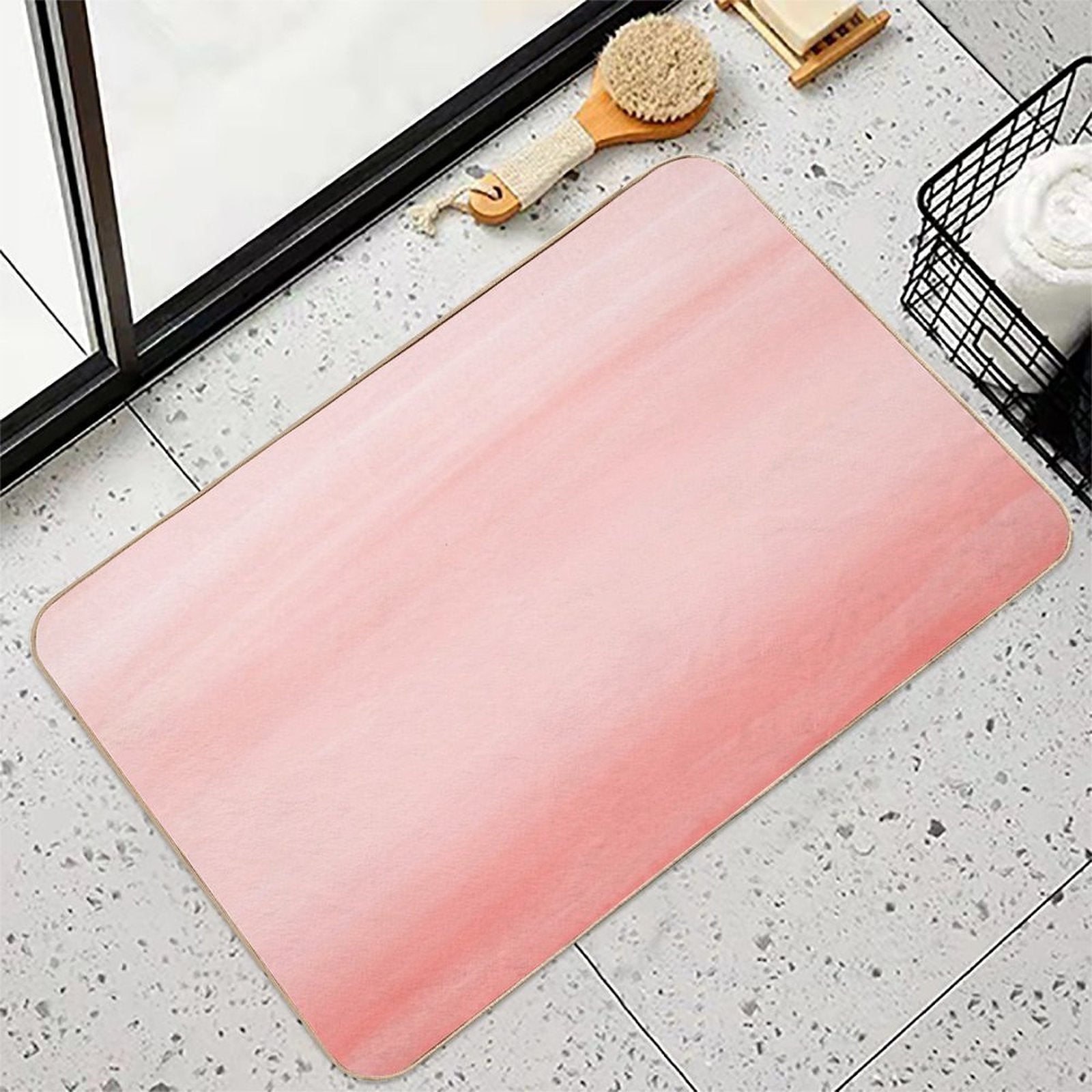 Touching Living Coral Watercolor Abstract #1 #painting #decor #art  Absorbent Bath Mat