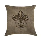 Vintage Fleur-de-lis Sepia Soft Reinforced Edging Throw Pillow