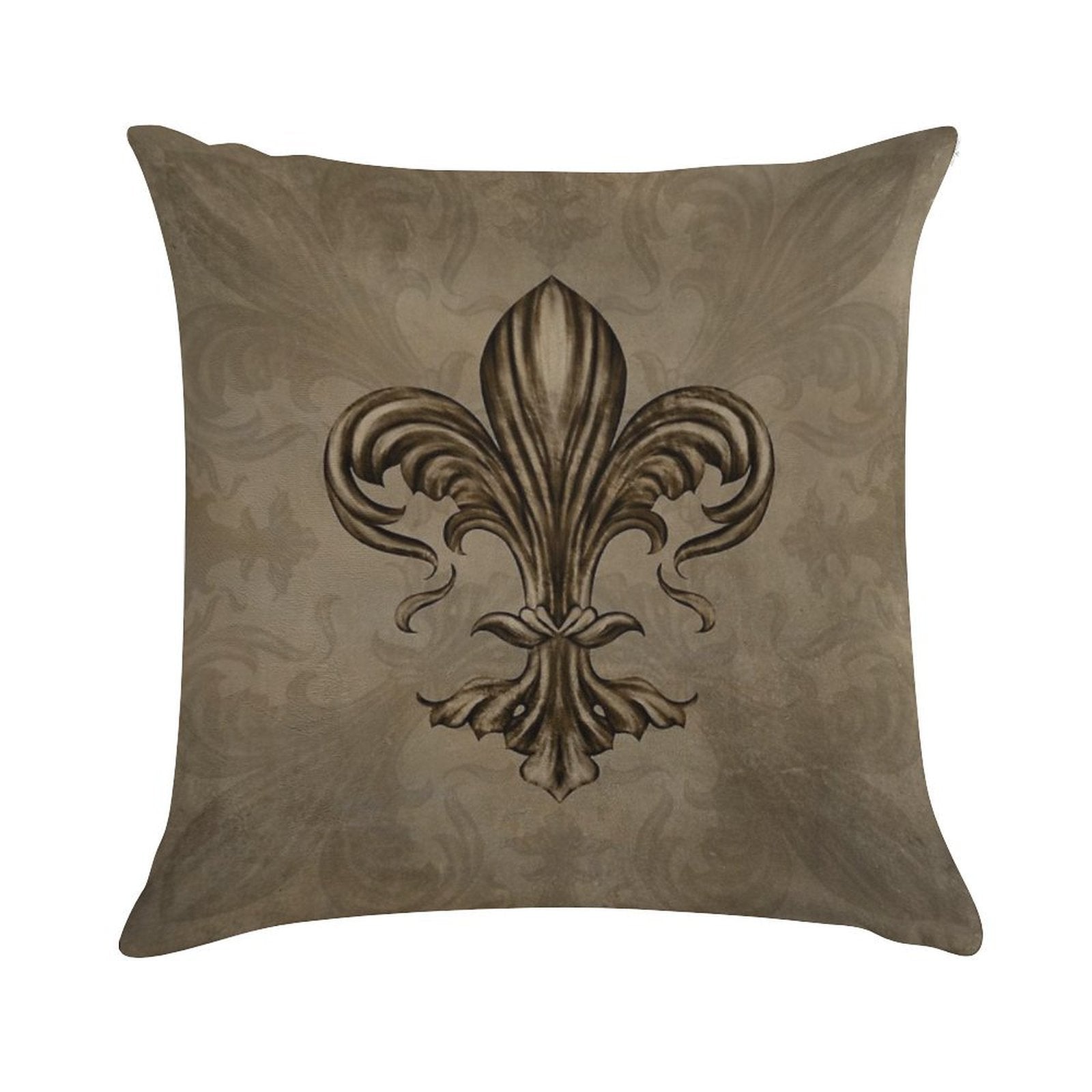 Vintage Fleur-de-lis Sepia Soft Reinforced Edging Throw Pillow