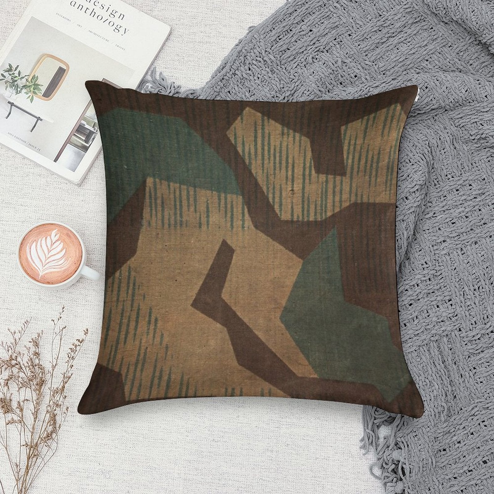 Splintertarn German Ww2 Camouflage (Version 2) Soft Decorative Cover Throw Pillow