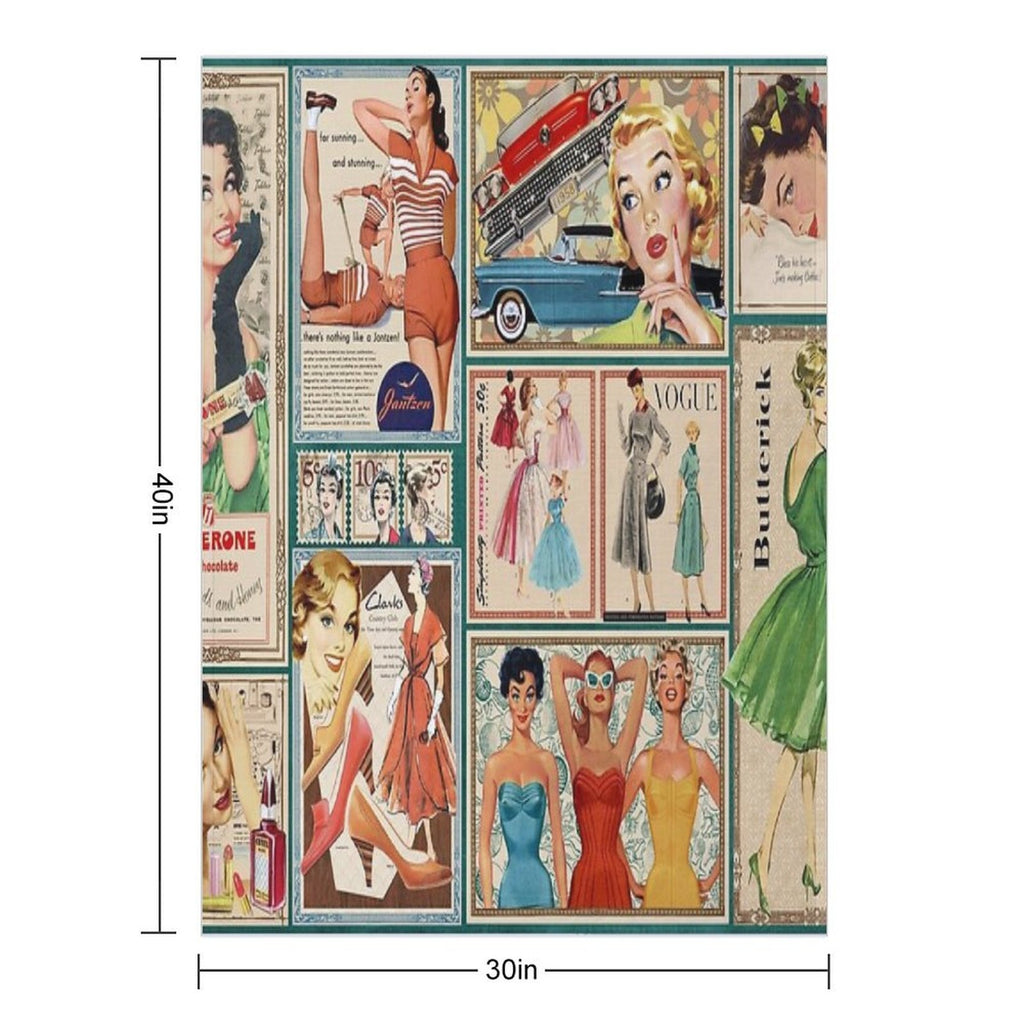 50s Fashion Compact Throw Blanket