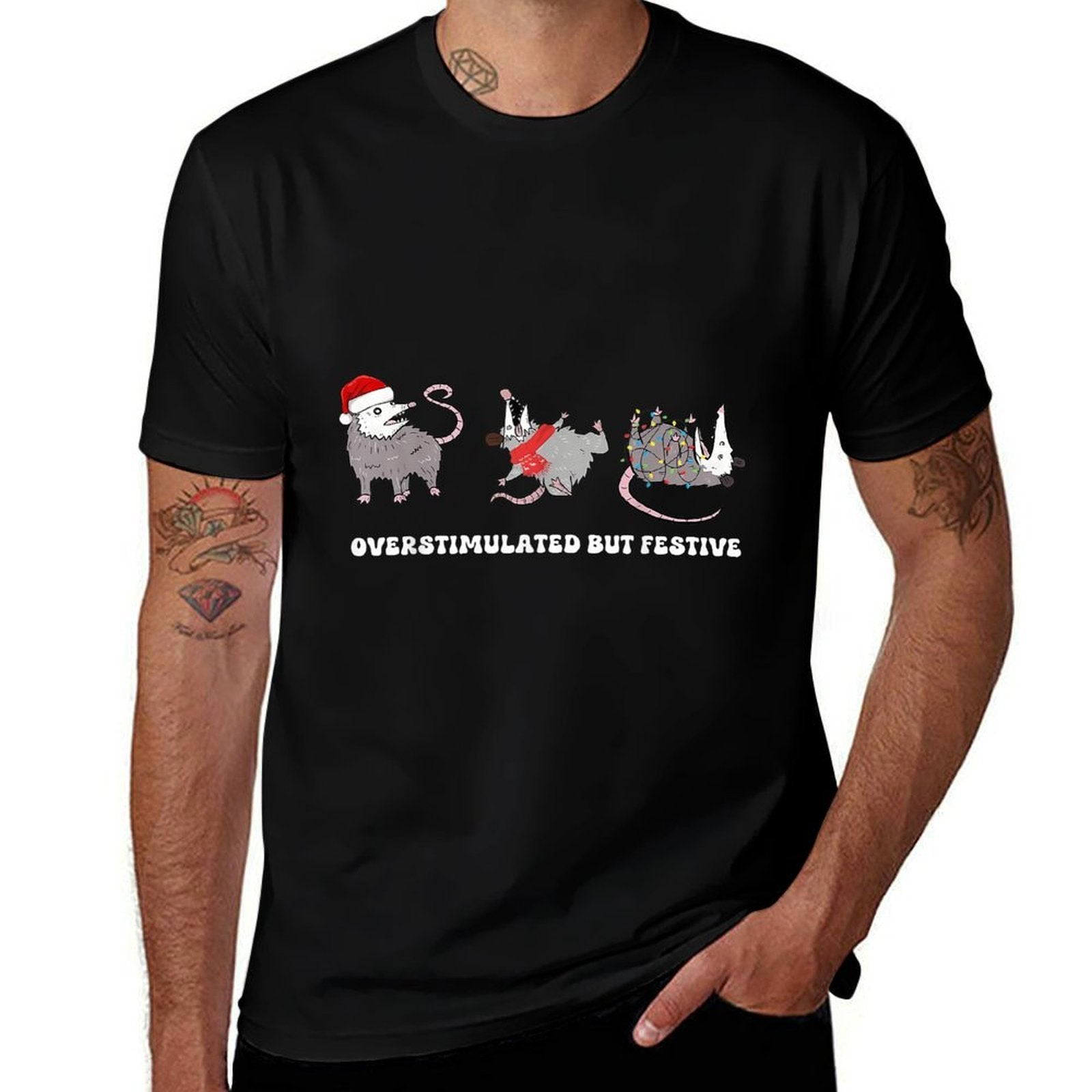 Overstimulated But Festive Possum Christmas  Lightweight T-Shirt