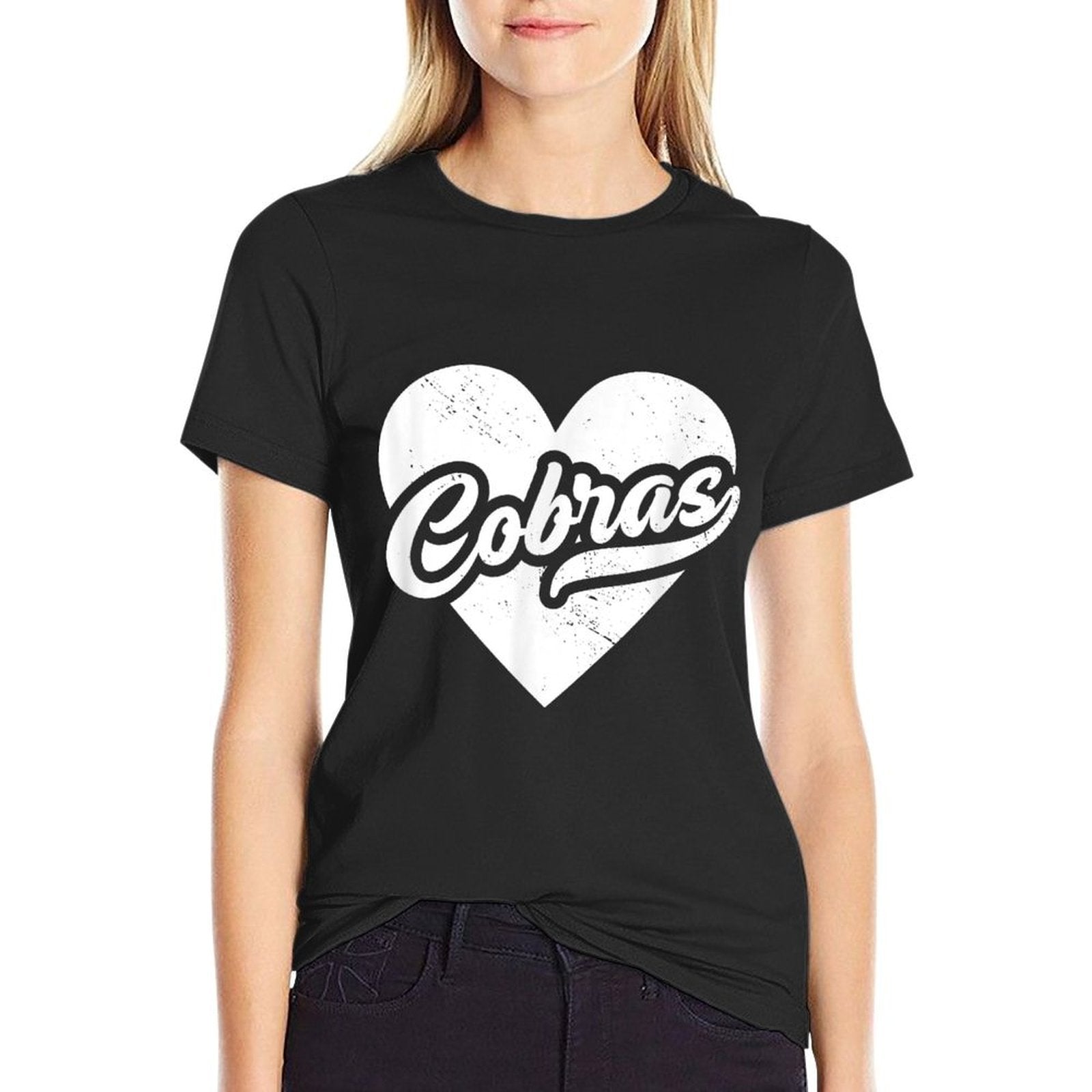 Vintage Cobras High School Spirit Go Cobras Love  Cotton T-Shirt