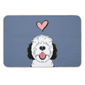 LOVE Black And White Sheepadoodle 6 - Navy  Non-Slip Bath Mat