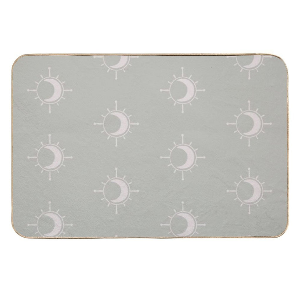 Cosmic Sun And Moon Design Soft Aesthetic In Muted Colors Pale Green  Pet-Safe Bath Mat