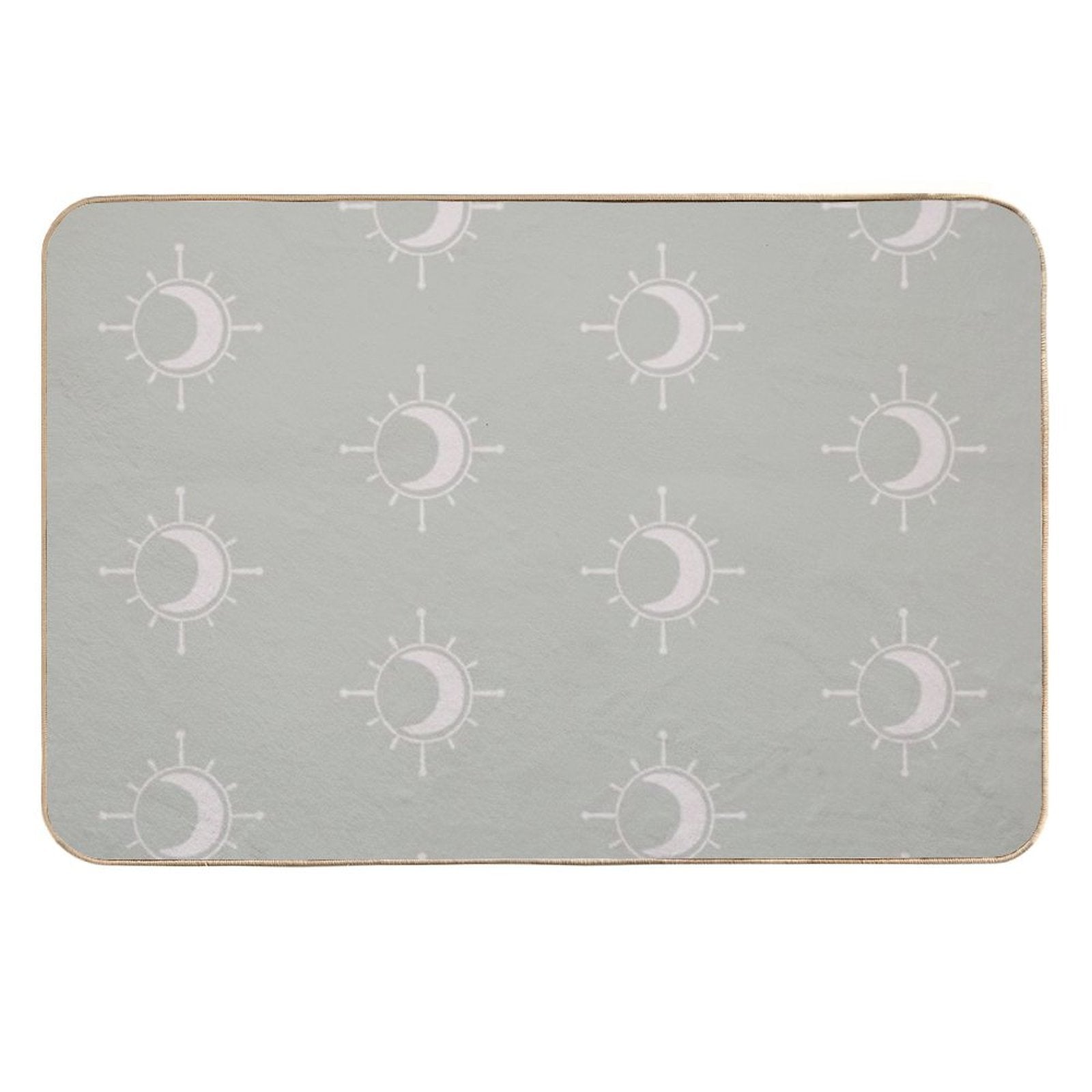 Cosmic Sun And Moon Design Soft Aesthetic In Muted Colors Pale Green  Pet-Safe Bath Mat