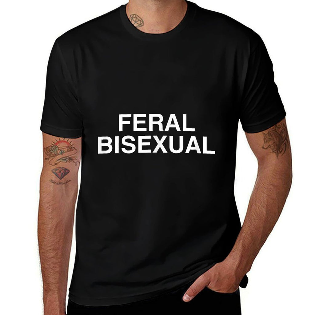 Feral Bisexual Funny Y2K Gay Pride LGBTQ+ Community Gag Meme  Polyester Blend T-Shirt