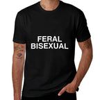 Feral Bisexual Funny Y2K Gay Pride LGBTQ+ Community Gag Meme  Polyester Blend T-Shirt