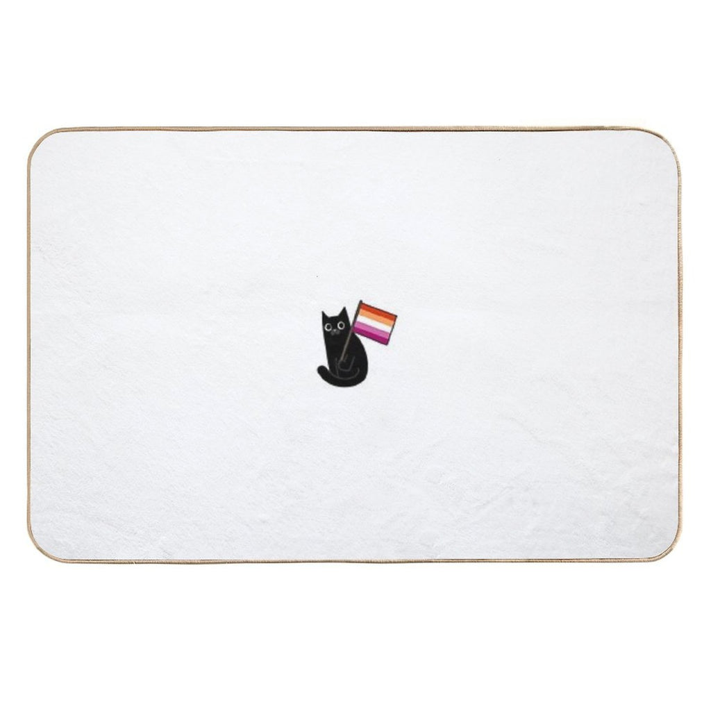 Lesbian Pride Flag Black Cat Sticker WLW  Versatile Bath Mat