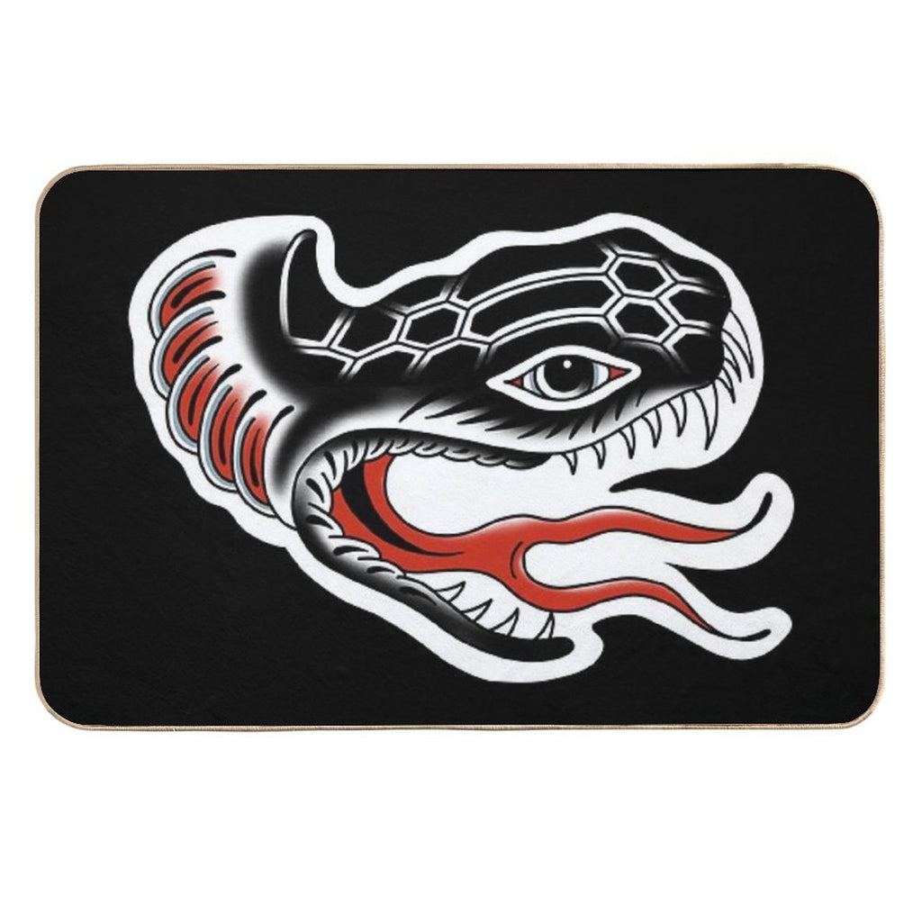 Snake Traditional Tattoo Flash  Pet-Safe Bath Mat