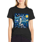 Penguin Starry Night Funny Penguin Art Van Gogh Style  High-quality Stitching T-Shirt