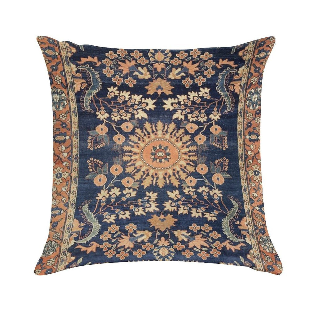 Sarouk Persian Floral Rug Print Soft Hidden Zipper Throw Pillow