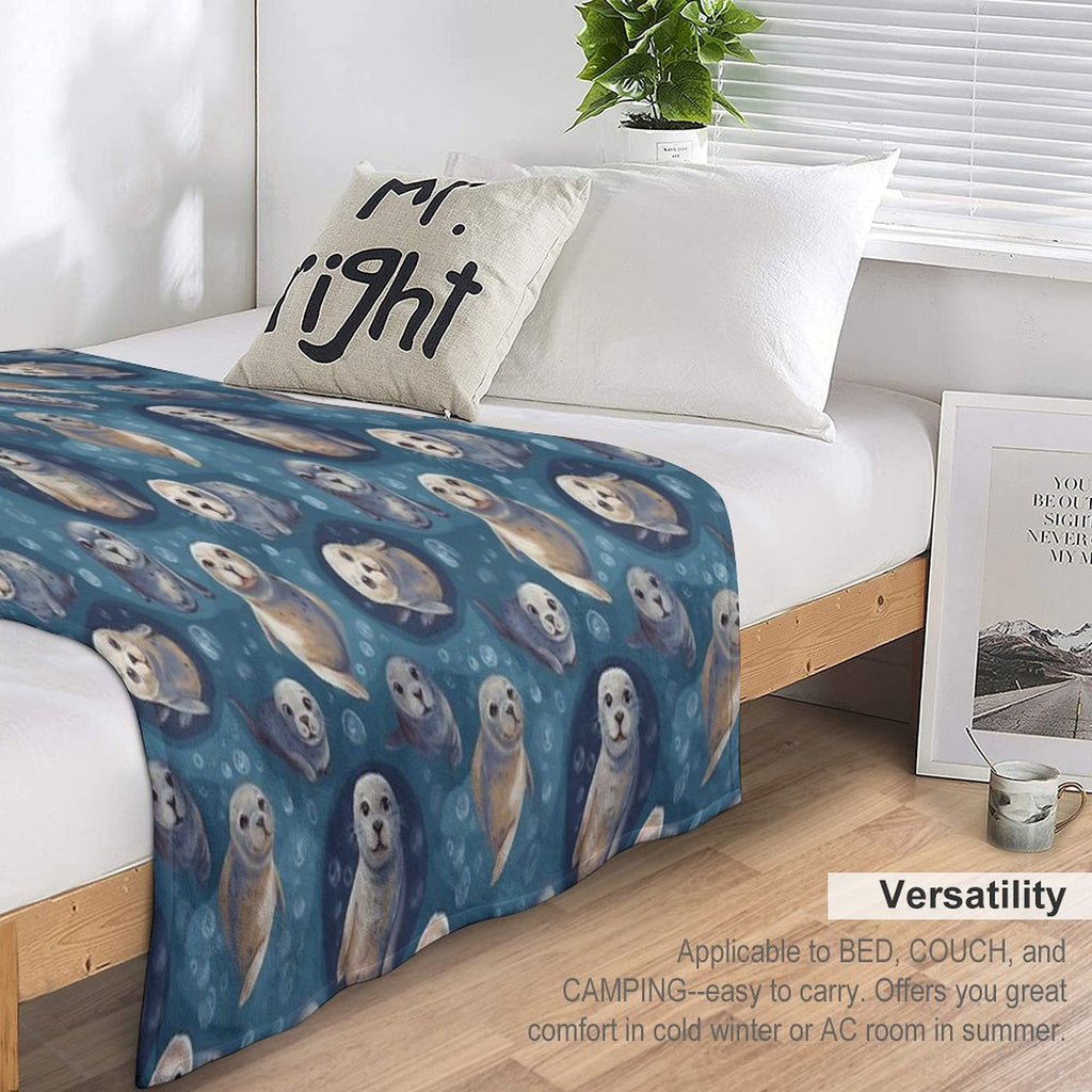 Cute Seal Pattern Versatility Throw Blanket