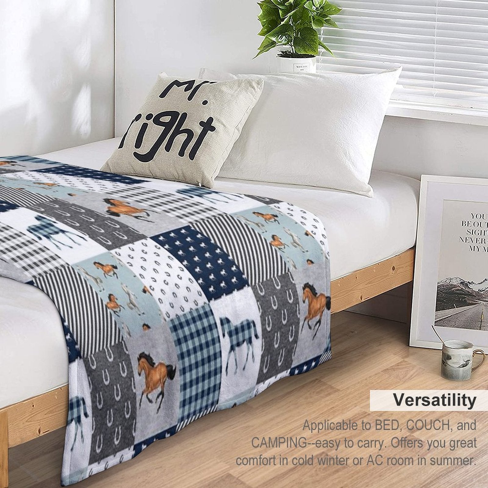 Horse Animal Plaid Versatility Throw Blanket